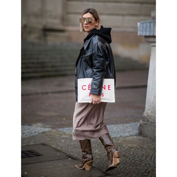 Celine "Made In" Canvas Clutch with Red Font. - Picture 13 of 14